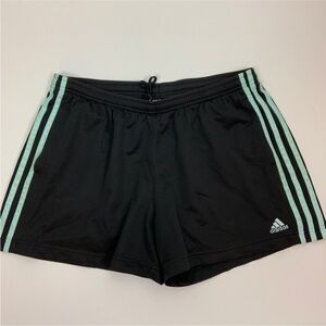 Adidas Black 3 Stripe Shorts Large Mint Green Stripes Athletic Mesh Lined